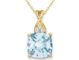 1.70 Carat (ctw) Natural Aquamarine Pendant Necklace in 14K Yellow Gold with Chain